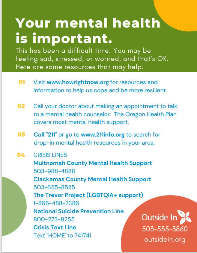 Image of Your Mental Health is Important flyer